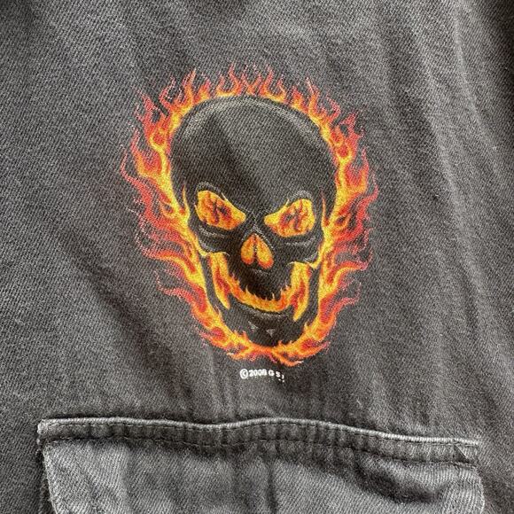 Harley Davidson Vest Blow Out‎ Black Grunge Punk Skull Spider 3XL Flame Biker - Picture 2 of 7
